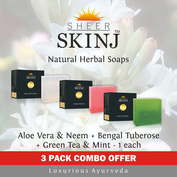 Natural Luxury Premium Herbal Soaps AloeVera-Neem , Bengal Tuberose & Green Tea - Mint