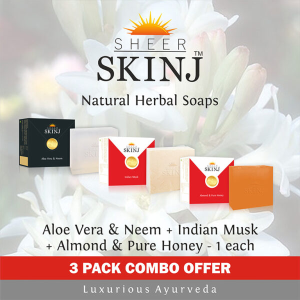 Natural Luxury Premium Herbal Soap Aloe Vera & Neem, Indian Musk, Almond & Pure Honey